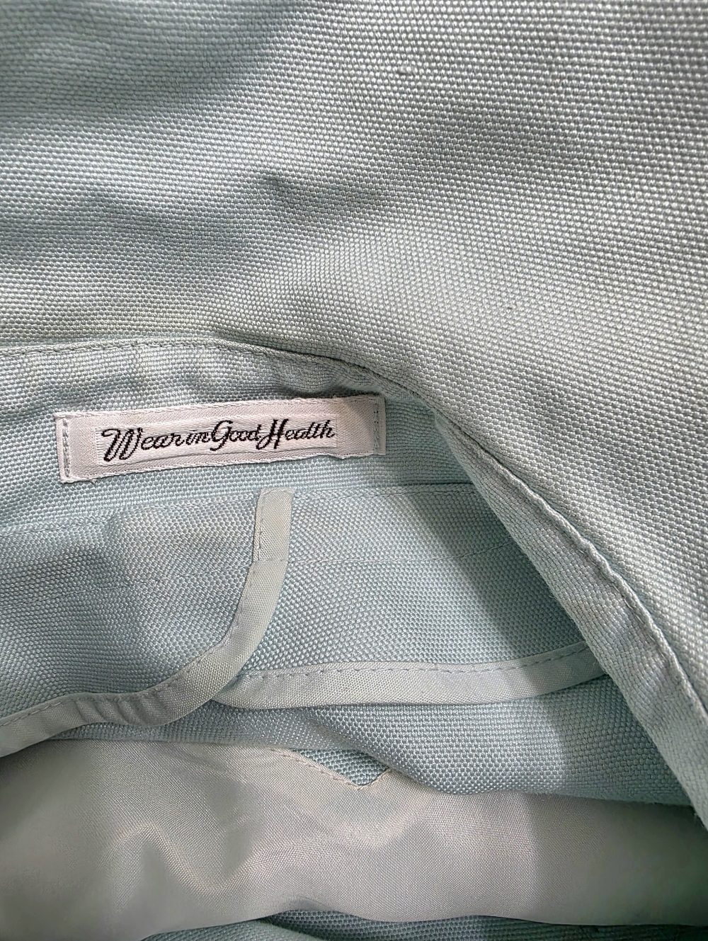 AQUA BLUE VINTAGE TRENCH COAT MISTY HARBOR LABEL "Wearing Good Health" - Picture 4 of 17